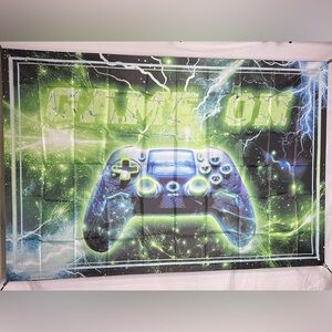Gamer Theme Birthday Party Background Banner 5x3Ft.